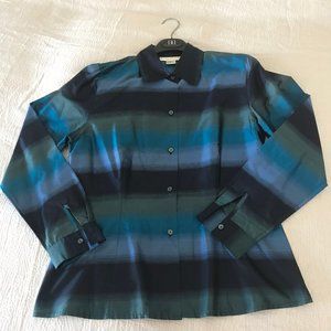 Doncaster Blue & Green Striped Silk Blouse Size 6